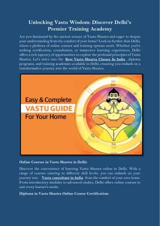 Unlocking Vastu Wisdom Discover Delhi's Premier Training Academy