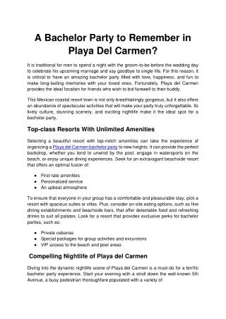 A Bachelor Party to Remember in Playa Del Carmen