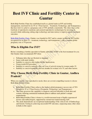 Best IVF Clinic and Fertility Center in Guntur