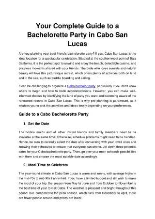 Your Complete Guide to a Bachelorette Party in Cabo San Lucas