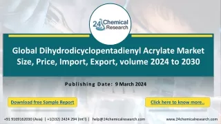 Global Dihydrodicyclopentadienyl Acrylate Market Size, Price, Import, Export, volume 2024 to 2030