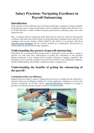 Salary Precision Navigating Excellence in Payroll Outsourcing