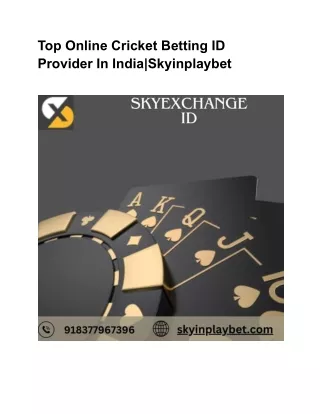 Top Online Cricket Betting ID Provider In India|Skyinplaybet
