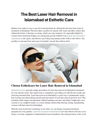 The Best Laser Hair Removal in Islamabad at Esthetic Care