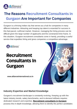 The Reasons Recruitment Consultants in Gurgaon Are Important for Companies