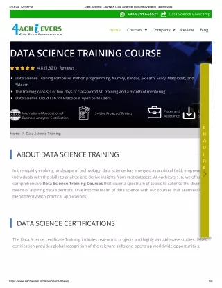 Best data science training - 4achievers