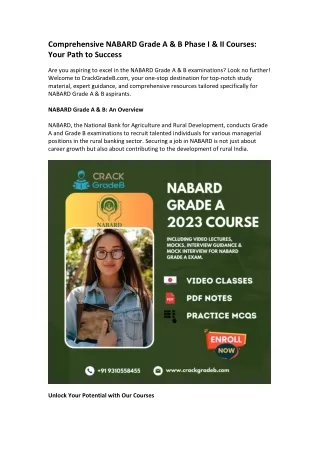 Comprehensive NABARD Grade A & B Phase I & II Courses Your Path to Success