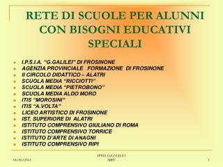 RETE DI SCUOLE PER ALUNNI CON BISOGNI EDUCATIVI SPECIALI