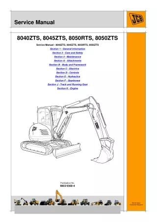 JCB 8050RTS MINI CRAWLER EXCAVATOR Service Repair Manual