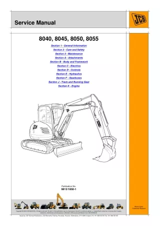 JCB 8050ZTS Mini Crawler Excavator Service Repair Manual SN 1741500
