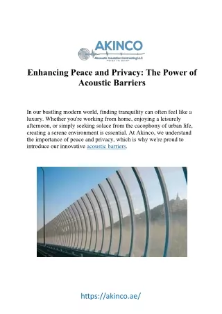 Sound Sanctuary: Akinco's Acoustic Barrier