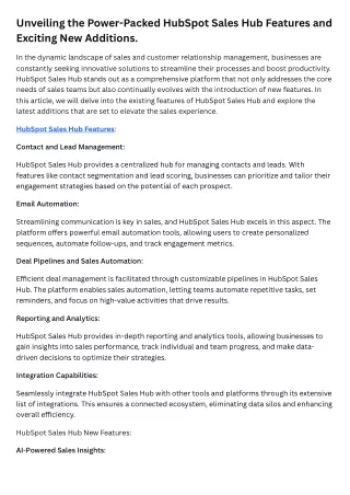 Unveiling the Power-Packed HubSpot Sales Hub Features and Exciting New Additions