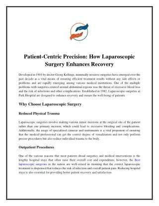 How Laparoscopic Surgery Enhances Recovery