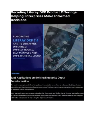 Decoding Liferay DXP Product Offerings- Helping Enterprises Make Informed Decisions