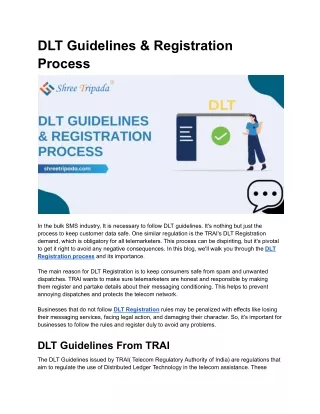 DLT Registration Process & Guidelines - Shree Tripada
