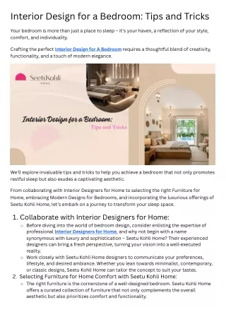Interior Design for a Bedroom Tips and Tricks
