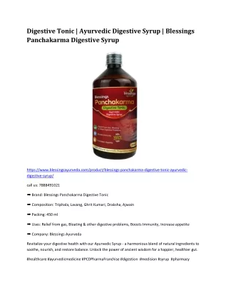 Digestive Tonic | Ayurvedic Digestive Syrup | Blessings Panchakarma Digestive