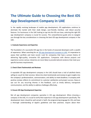 The Ultimate Guide to Choosing the Best iOS App Development Company in UAE