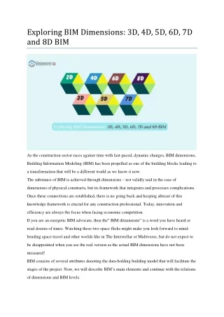 Exploring BIM Dimensions: 3D, 4D, 5D, 6D, 7D and 8D BIM