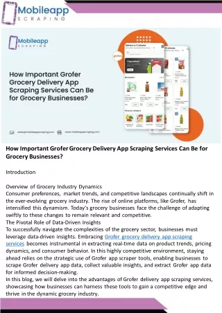 How Important Grofer Grocery Delivery App Scraping Services Can Be for Grocery Businesses