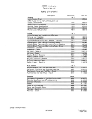 CASE 1835C UNI-LOADER Service Repair Manual