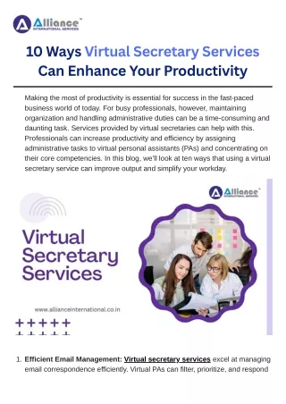 10 Ways Virtual Secretary Services Can Enhance Your Productivity