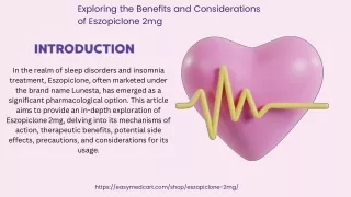 Exploring the Benefits and Considerations of Eszopiclone 2mg