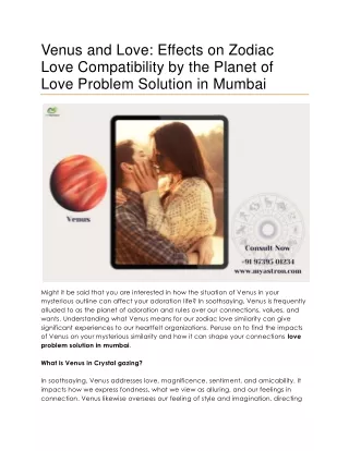 Venus and Love Effects on Zodiac Love Compatibility by the Planet of Love Problem Solution in Mumbai