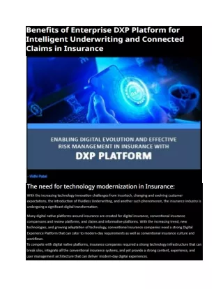 Benefits of Enterprise DXP Platform for Intelligent Underwriting and Connected Claims in Insurance