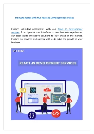 Innovate Faster with Our React JS Development Services