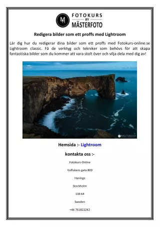 Redigera bilder som ett proffs med Lightroom