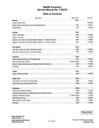 CASE 9060B Excavator Service Repair Manual