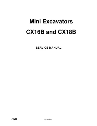 CASE CX16B MINI EXCAVATOR Service Repair Manual