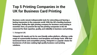 Top 5 Printing Companies in the UK