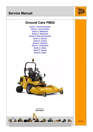 JCB FRONT MOWER GROUND CARE FM30 Service Repair Manual