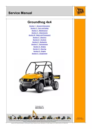 JCB GROUNDHOG 4X4 UTILITY VEHICLE Service Repair Manual SN 1444000 to 1446999