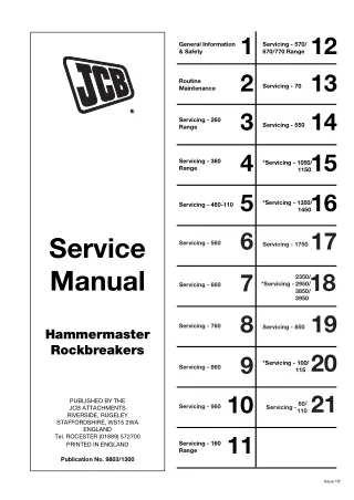 JCB Hammermaster 60, 110 ROCKBREAKERS Service Repair Manual