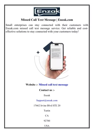 Missed Call Text Message  Enzak.com