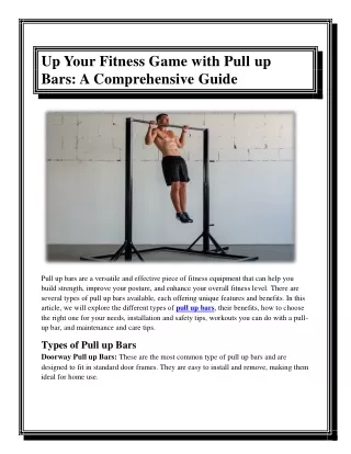 Up Your Fitness Game with Pull up Bars A Comprehensive Guide