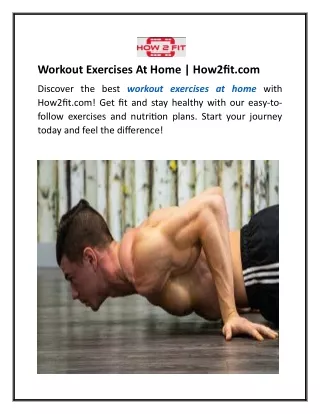 Workout Exercises At Home  How2fit.com