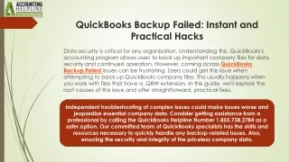 Solve QuickBooks Backup Failed Issues Efficiently