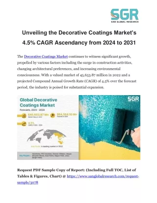 Unveiling the Decorative Coatings Market’s 4.5% CAGR Ascendancy from 2024 to 203