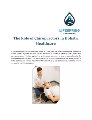 The Role of Chiropractors in Holistic Healthcare