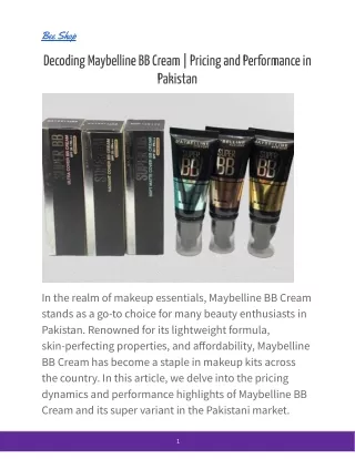 Decoding Maybelline BB Cream _ Pricing and Performance in Pakistan