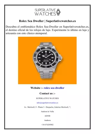 Rolex Sea Dweller  Superlativewatches.es