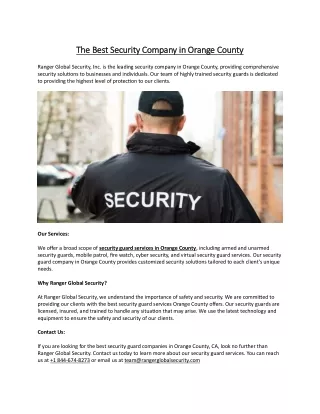 The Best Security Company in Orange County