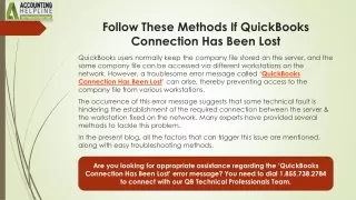 Troubleshooting Guide: QuickBooks Connection Has Been Lost