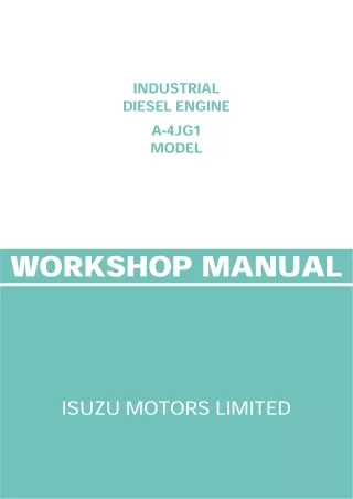 JCB Isuzu Engine A-4JG1 Service Repair Manual