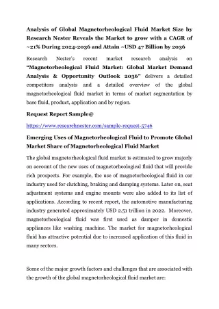 Magnetorheological Fluid Market: Global Market Demand Analysis & Opportunity