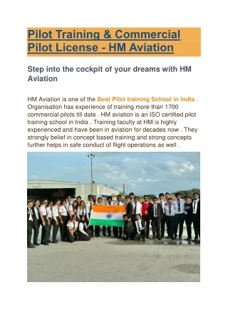 Step into the cockpit of your dreams with HM Aviation